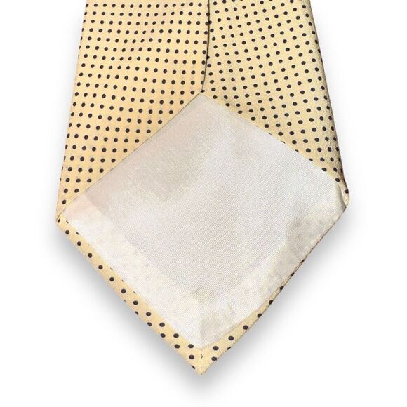 Polo Ralph Lauren Tan & Navy Polkadot Handmade in USA Tie - Picture 4 of 6